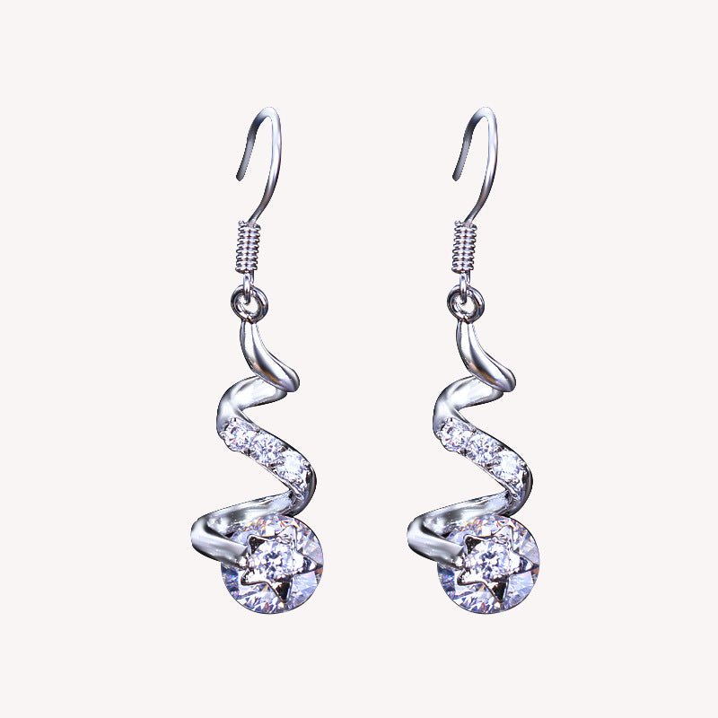 Boucles d'oreilles en spirale avec crochet d'oreille en zircon pourpre - Ivory Deals Market