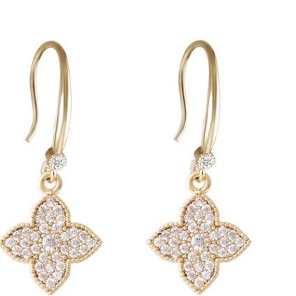 Boucles d'oreilles exquises en forme de trèfle à quatre feuilles, fleurs de zircon brillant assorties à toutes les boucles d'oreilles de luxe léger et de simplicité - Ivory Deals Market