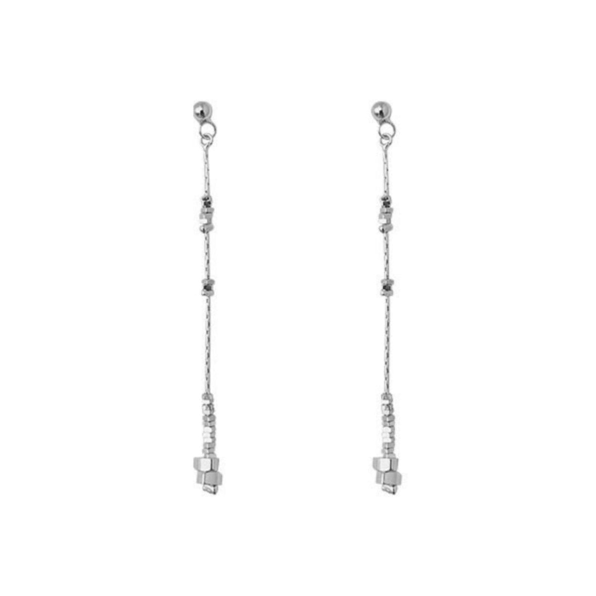 Boucles d'oreilles longues à pompons en argent, petites pièces froides - Ivory Deals Market