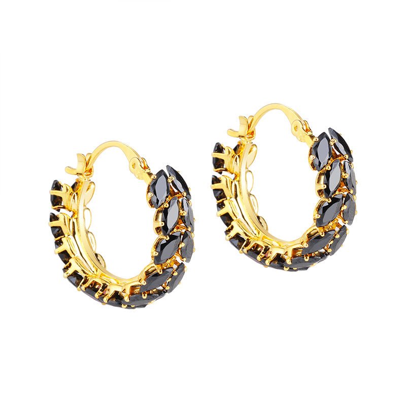 Boucles d'oreilles personnalisées en zircon noir - Ivory Deals Market