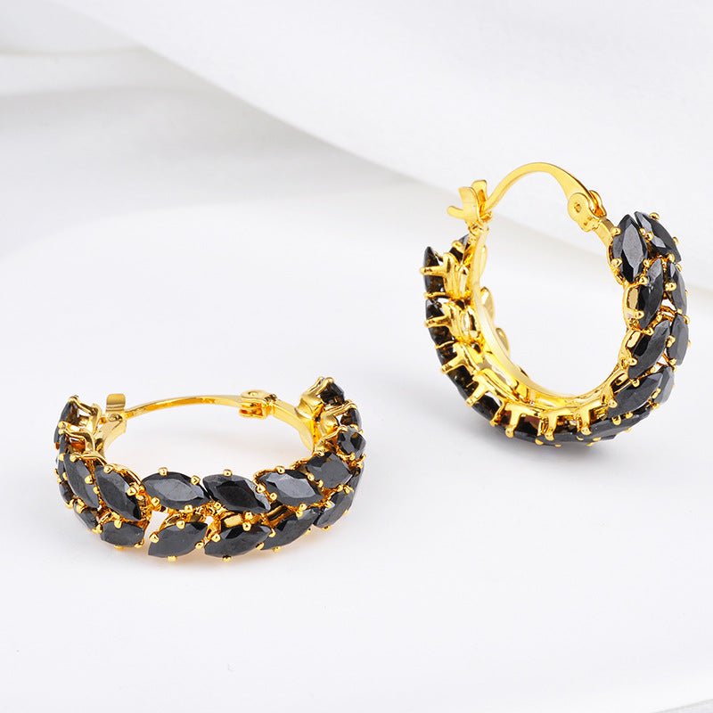 Boucles d'oreilles personnalisées en zircon noir - Ivory Deals Market