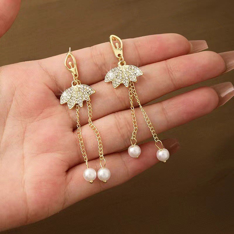 Boucles d'oreilles pour femmes Ballet Perle Longue - Ivory Deals Market