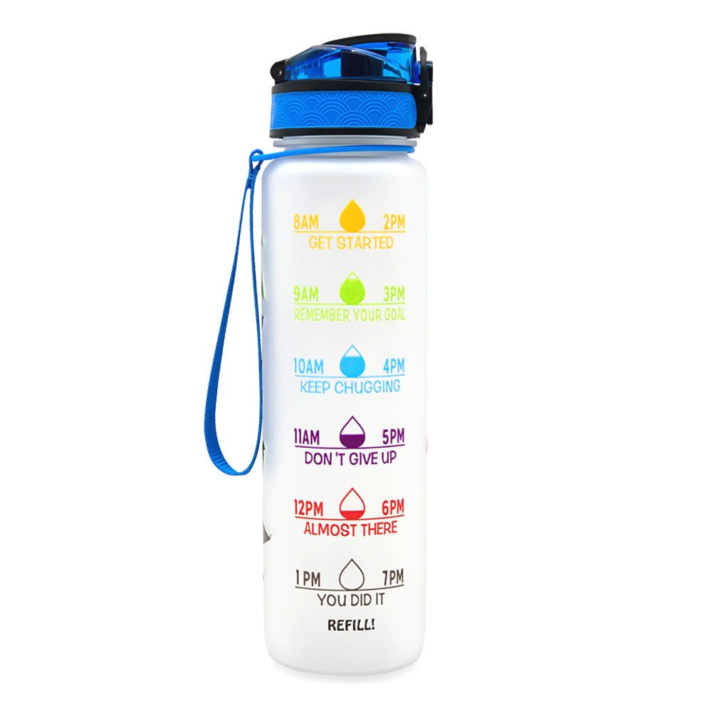 Bouteille d'eau Tritan de 1L avec indicateur de temps, couvercle rebondissant, bouteille d'eau motivante pour le cyclisme, gourde étanche pour le sport et la remise en forme. - Ivory Deals Market