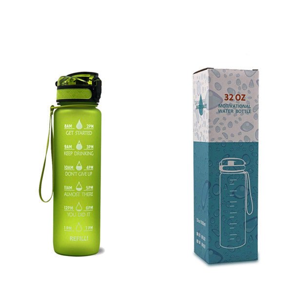 Bouteille d'eau Tritan de 1L avec indicateur de temps, couvercle rebondissant, bouteille d'eau motivante pour le cyclisme, gourde étanche pour le sport et la remise en forme. - Ivory Deals Market