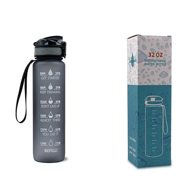 Bouteille d'eau Tritan de 1L avec indicateur de temps, couvercle rebondissant, bouteille d'eau motivante pour le cyclisme, gourde étanche pour le sport et la remise en forme. - Ivory Deals Market