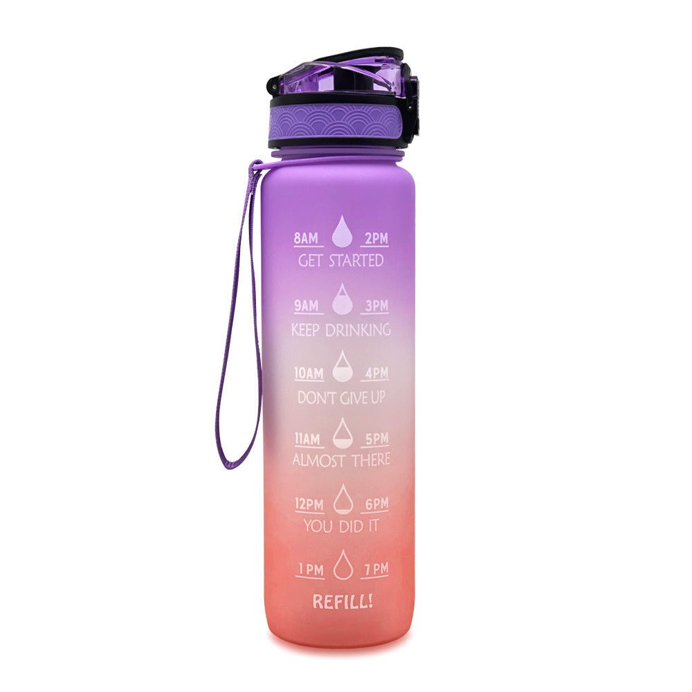 Bouteille d'eau Tritan de 1L avec indicateur de temps, couvercle rebondissant, bouteille d'eau motivante pour le cyclisme, gourde étanche pour le sport et la remise en forme. - Ivory Deals Market