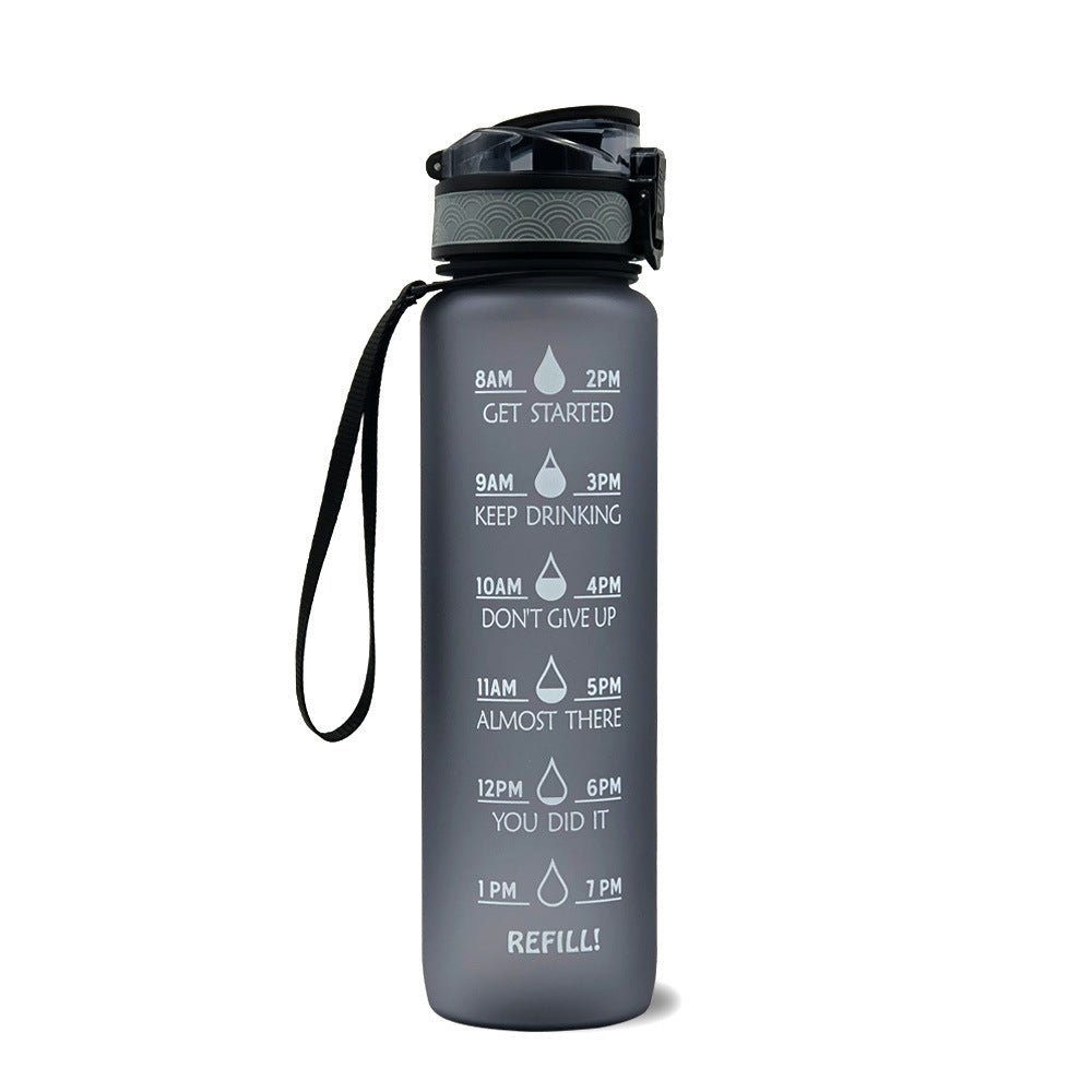 Bouteille d'eau Tritan de 1L avec indicateur de temps, couvercle rebondissant, bouteille d'eau motivante pour le cyclisme, gourde étanche pour le sport et la remise en forme. - Ivory Deals Market