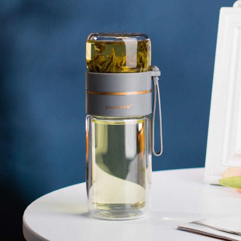 Bouteille en verre avec infuseur à thé, double paroi, étanche. - Ivory Deals Market