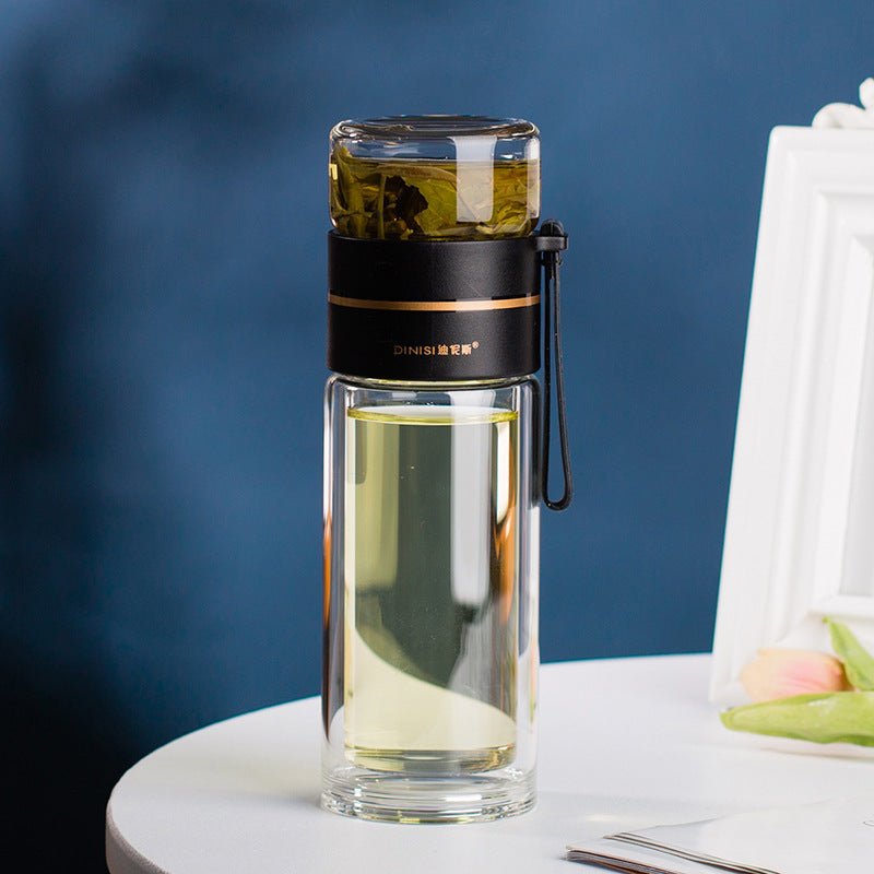 Bouteille en verre avec infuseur à thé, double paroi, étanche. - Ivory Deals Market