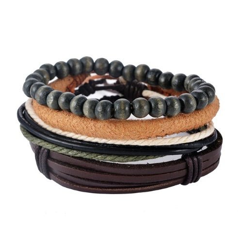 Bracelet en cuir Hommes Multicouche Perle Bracelet Punk Wrap Bracelets pour Femmes Vintage punk Hommes Bijoux - Ivory Deals Market