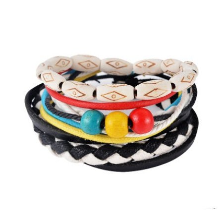 Bracelet en cuir Hommes Multicouche Perle Bracelet Punk Wrap Bracelets pour Femmes Vintage punk Hommes Bijoux - Ivory Deals Market