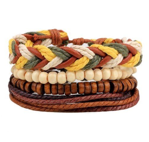 Bracelet en cuir Hommes Multicouche Perle Bracelet Punk Wrap Bracelets pour Femmes Vintage punk Hommes Bijoux - Ivory Deals Market