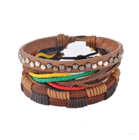 Bracelet en cuir Hommes Multicouche Perle Bracelet Punk Wrap Bracelets pour Femmes Vintage punk Hommes Bijoux - Ivory Deals Market