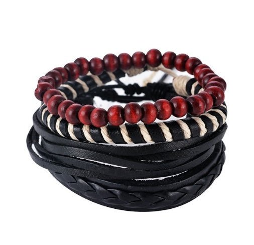 Bracelet en cuir Hommes Multicouche Perle Bracelet Punk Wrap Bracelets pour Femmes Vintage punk Hommes Bijoux - Ivory Deals Market