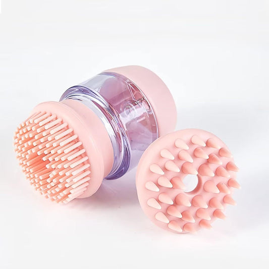 Brosse de bain pour chien chat, brosse de toilettage en silicone pour chien, brosse de massage pour chiot, brosse de massage, fourrure, brosse de nettoyage, avec distributeur de shampooing, double tête de brosse - Ivory Deals Market