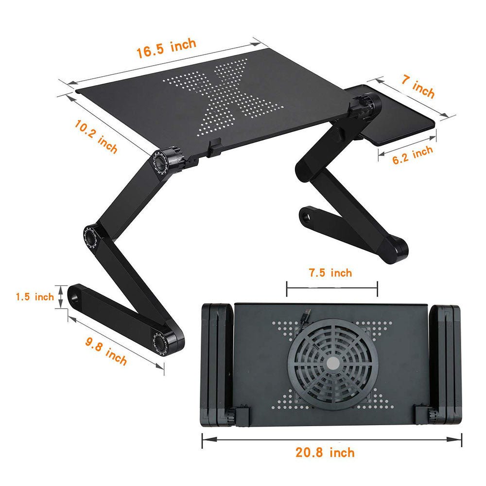 Bureau d'ordinateur portable avec support pour souris, tapis de souris, cahier pliable et design ergonomique ajustable. - Ivory Deals Market