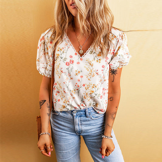 T-shirt floral personnalisé de mode pour les femmes - Ivory Deals Market