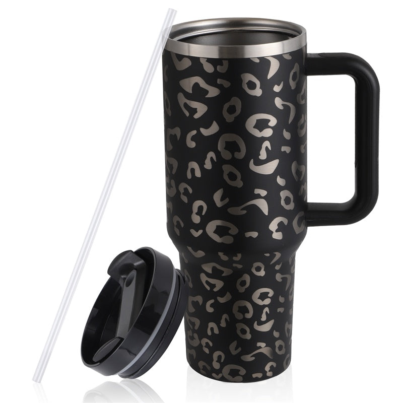 Tasse de café portable de 40 onces avec poignée, bouteille d'eau en acier inoxydable pour voiture, grande capacité, sans bisphénol A.