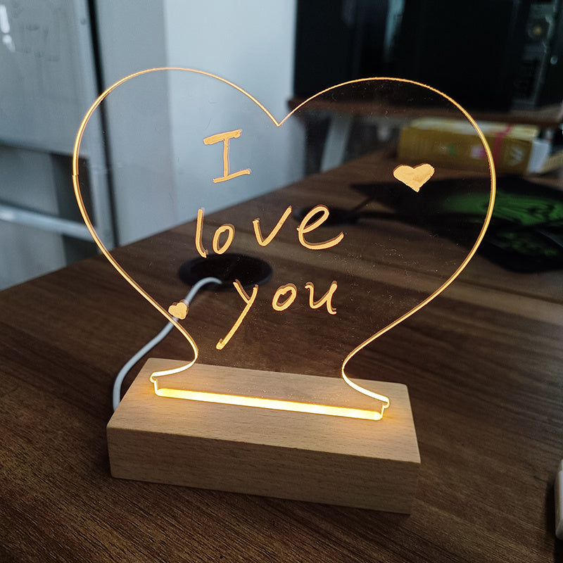 Tableau de notes créatif Veilleuse LED créative Panneau de message USB Lumière de vacances avec stylo Cadeau pour les enfants Petite amie Décoration Lampe de nuit