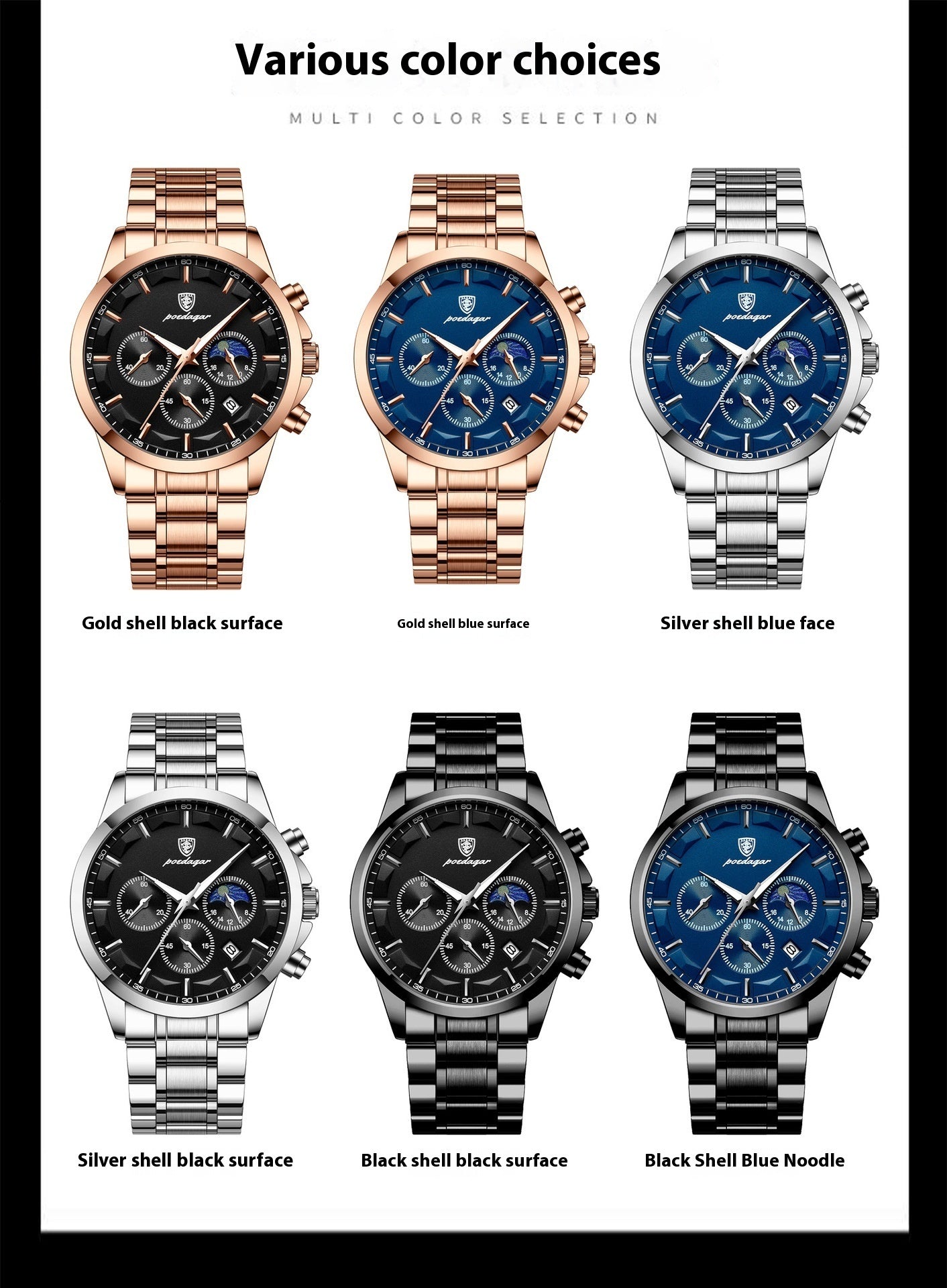 Montres de sport pour hommes, montre quartz multifonction étanche.