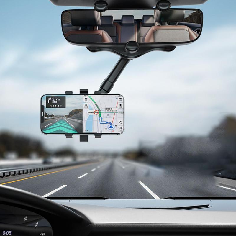 Support de téléphone pour rétroviseur de voiture, rotatif et rétractable Support de téléphone pour rétroviseur 360° multifonctionnel, adapté à tous les téléphones mobiles et à toutes les voitures