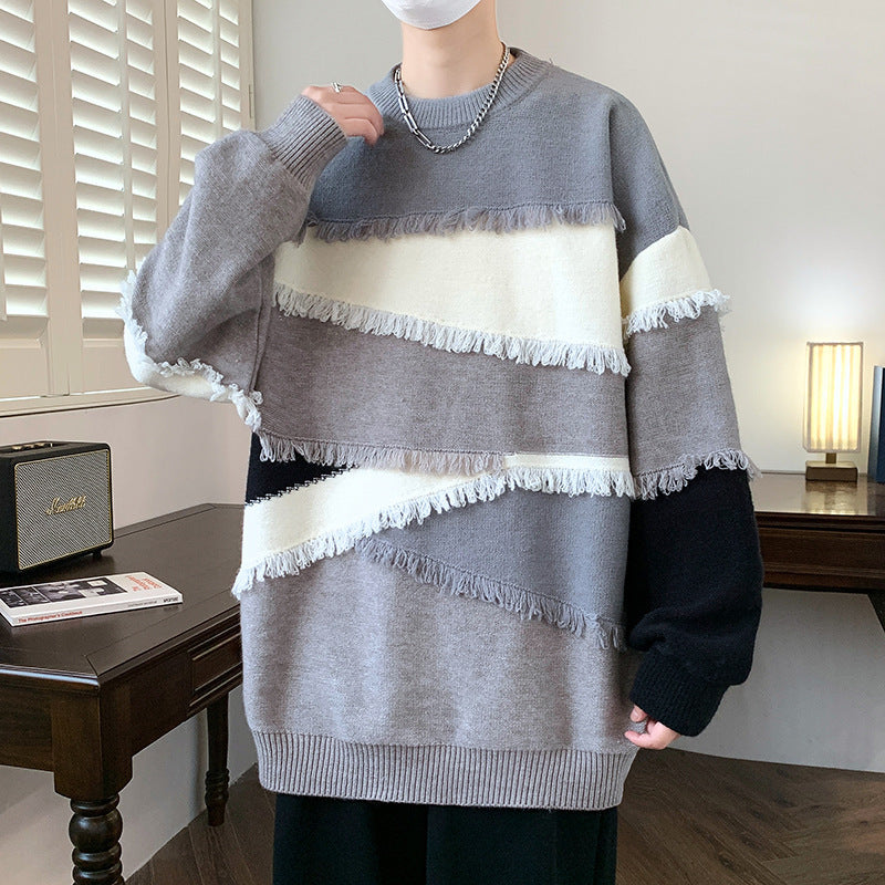 Pull à manches longues en tricot pour homme, style coréen