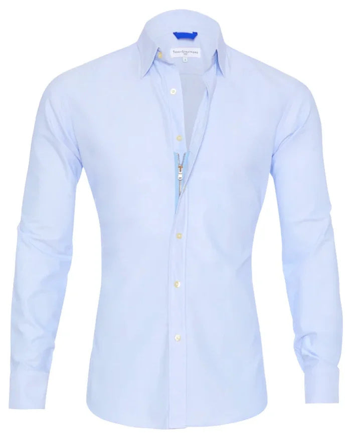 Chemise à manches longues avec fermeture éclair et design de boutons, élégante pour les vêtements pour hommes.