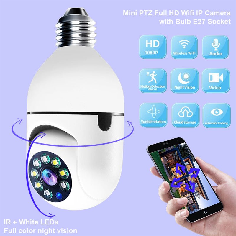 Caméra WiFi 1080P Ampoule avec zoom 4X E27 pour la maison, surveillance en 5GWiFi - Ivory Deals Market