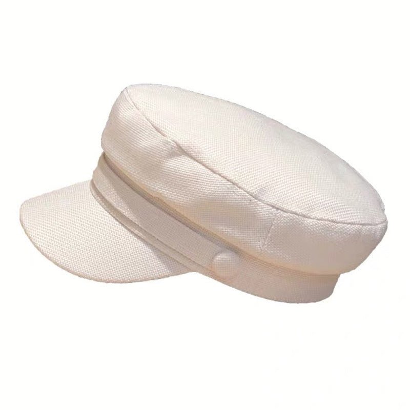 Casquette plate décontractée octogonale en lin pour femmes - Ivory Deals Market