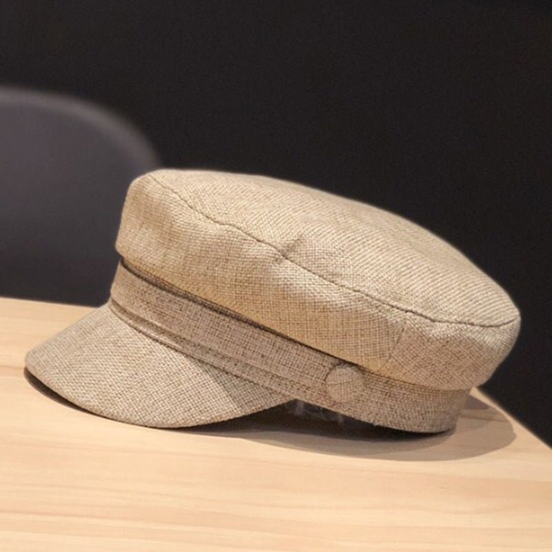 Casquette plate décontractée octogonale en lin pour femmes - Ivory Deals Market