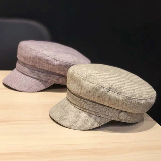 Casquette plate décontractée octogonale en lin pour femmes - Ivory Deals Market