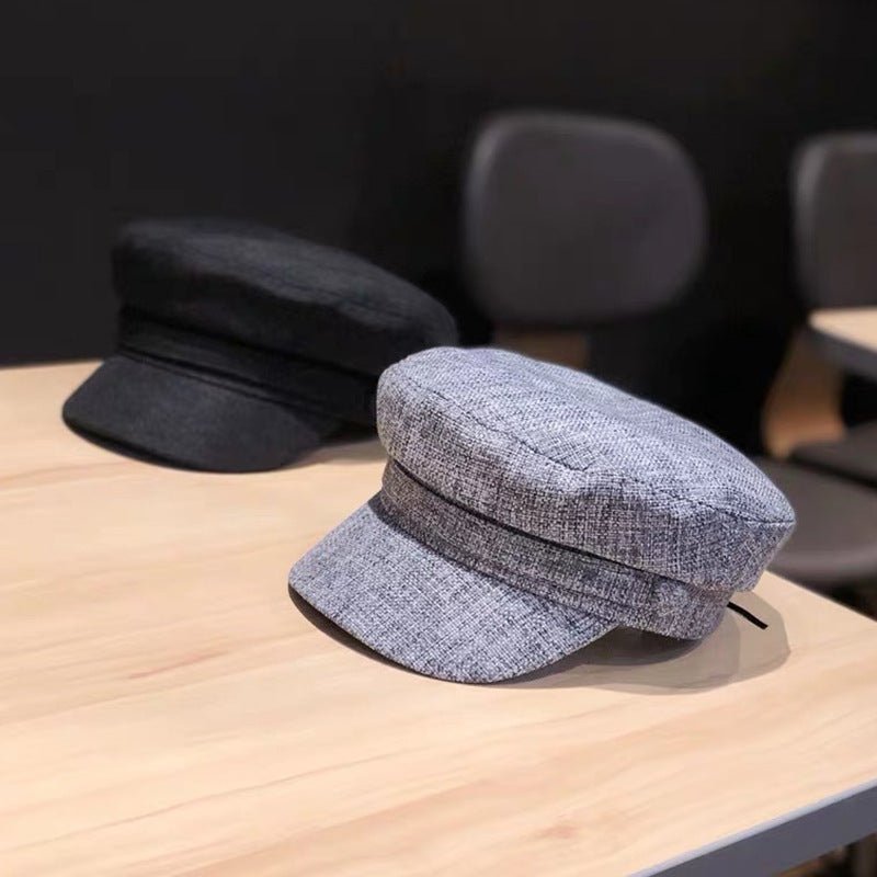 Casquette plate décontractée octogonale en lin pour femmes - Ivory Deals Market