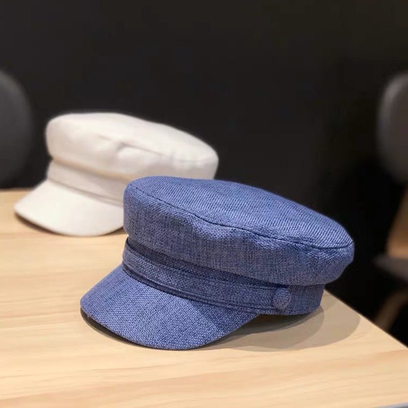 Casquette plate décontractée octogonale en lin pour femmes - Ivory Deals Market