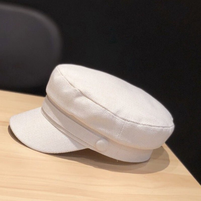 Casquette plate décontractée octogonale en lin pour femmes - Ivory Deals Market