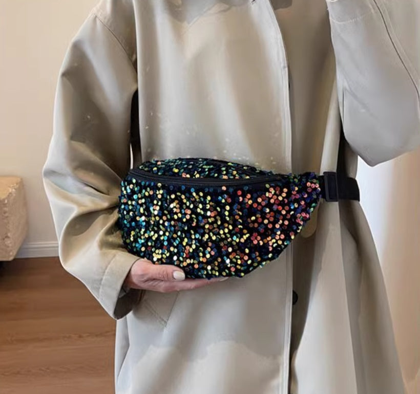 Sac à bandoulière en sequins, sac à main pour femme, polyvalent et tendance.