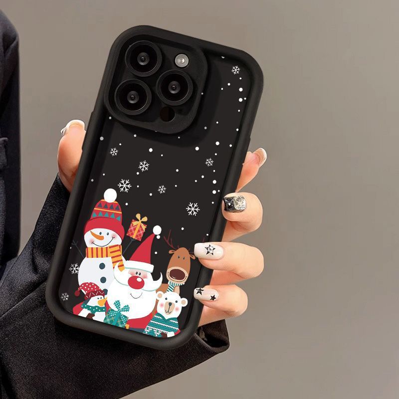 Coque de téléphone mignonne avec motif de Noël avancé en silicone souple et antichoc.