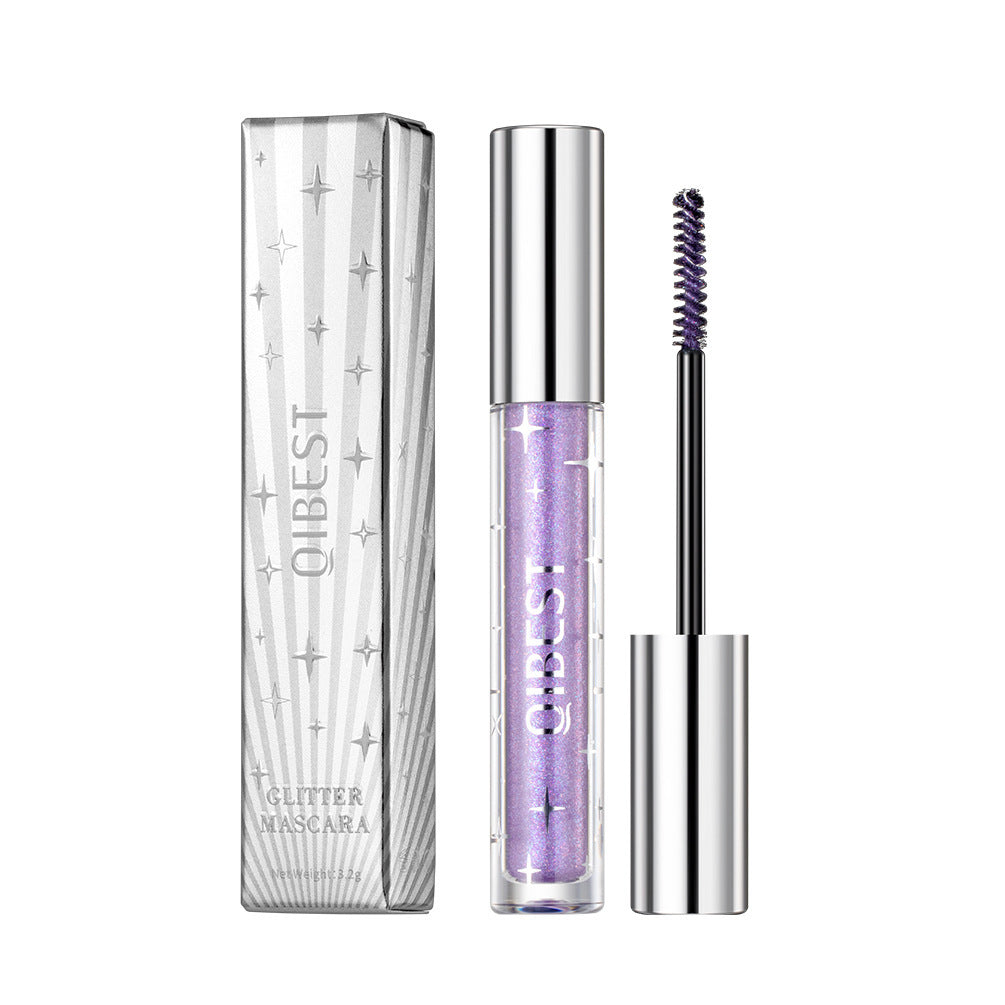 Mascara à paillettes violettes, mascara diamant, extension de cils épais et brillants, maquillage waterproof, séchage rapide, sequins pour les yeux noirs.