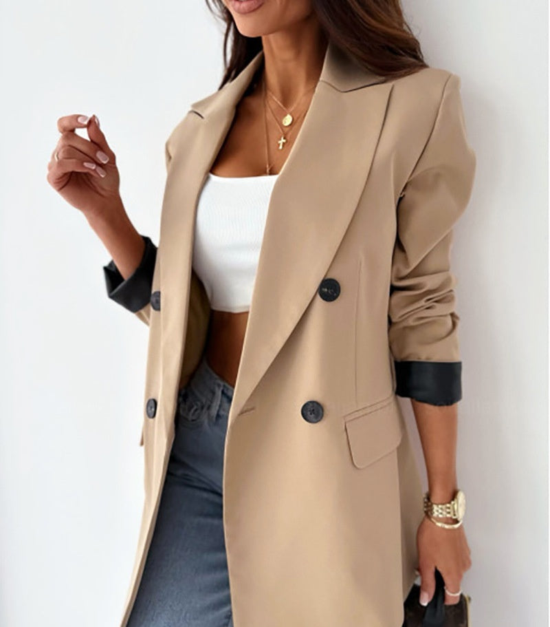 Vêtements pour femmes Plaine Décontractée Lâche Beige Blazer - Ivory Deals Market