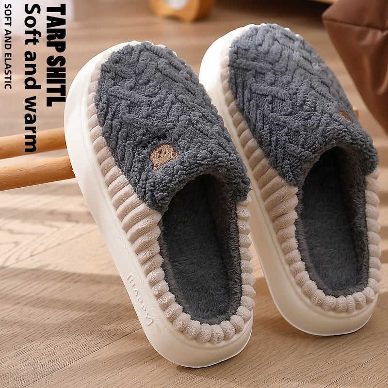 Ours mignon en peluche pantoufles d’hiver Chaussures polaires chaudes Intérieur Chambre Sol Maison Pantoufles Pour Femmes Hommes Couple