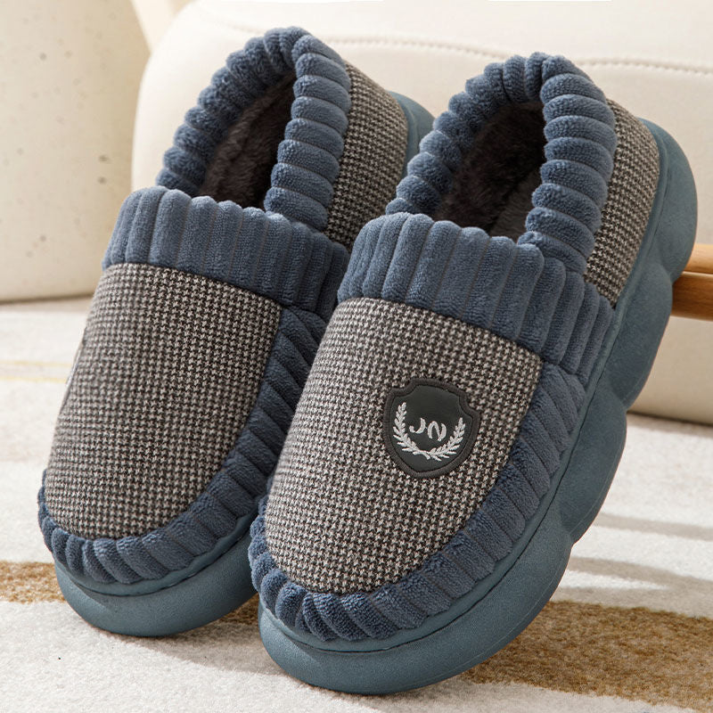 Plus Taille Colorblock Peluche Pantoufles Pour Femmes Hommes Hiver Chaud Maison Pantoufle Intérieur Semelle Épaisse Polaire Chaussures Couple