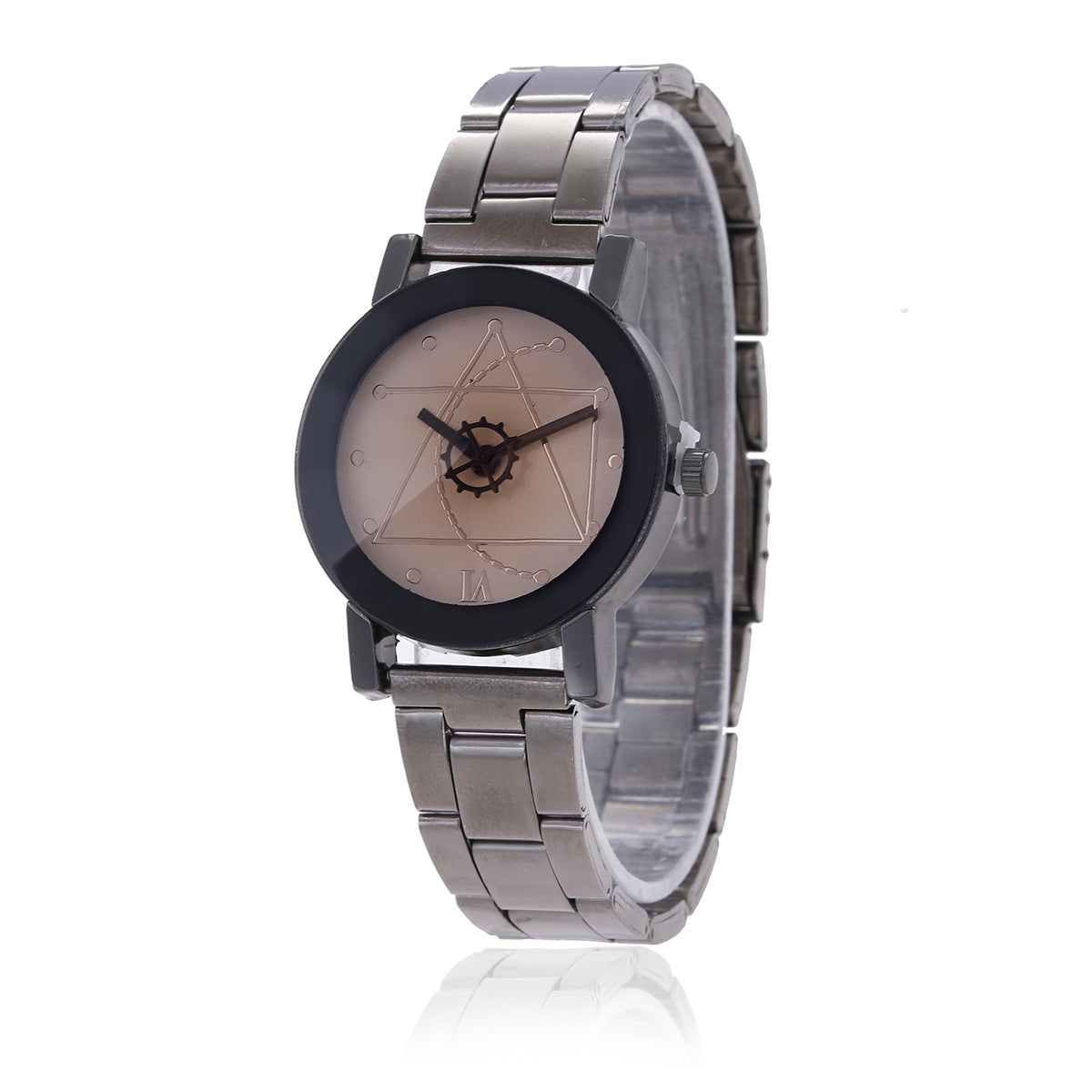 Montres à quartz pour hommes et femmes avec bracelet en acier et cadran à aiguilles.