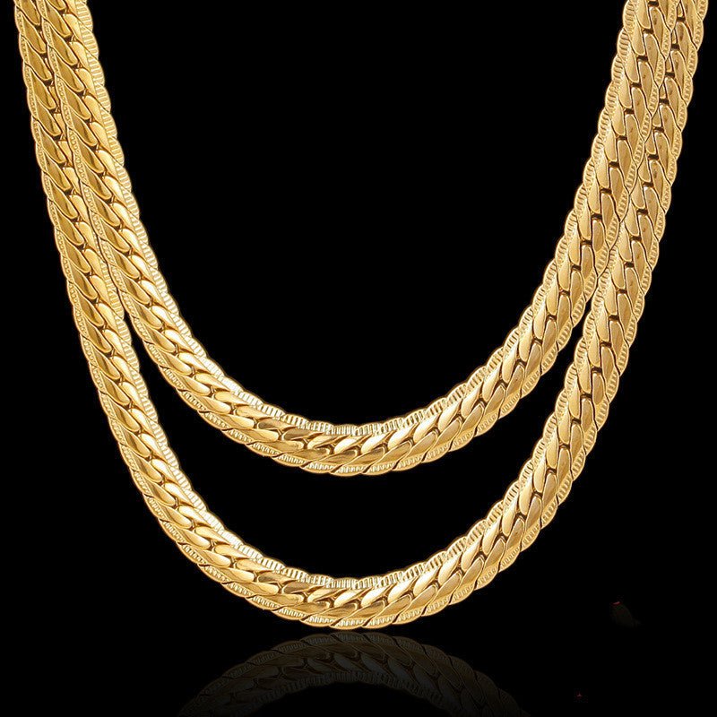 Chaîne clavicule 18K plaqué or collier hommes et femmes - Ivory Deals Market