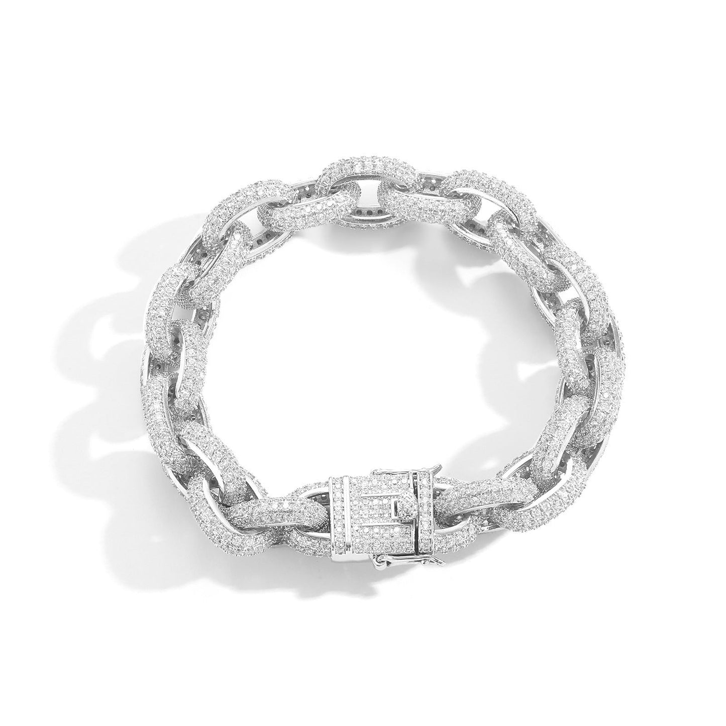 Chaîne en forme de O 12mm Bracelet en zircon incrusté pour hommes - Ivory Deals Market