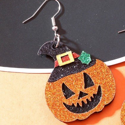 Chapeau de citrouille d'Halloween multicouche fait à la main boucles d'oreilles givrées pour femmes - Ivory Deals Market