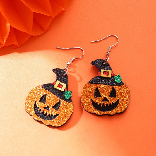 Chapeau de citrouille d'Halloween multicouche fait à la main boucles d'oreilles givrées pour femmes - Ivory Deals Market