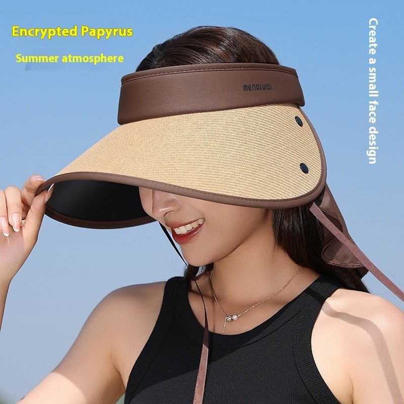 Chapeau de paille à bord de chapeau de grande taille amélioré, protection UV, queue de cheval, chapeau de protection solaire - Ivory Deals Market