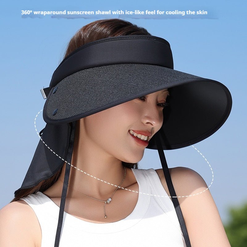 Chapeau de paille à bord de chapeau de grande taille amélioré, protection UV, queue de cheval, chapeau de protection solaire - Ivory Deals Market