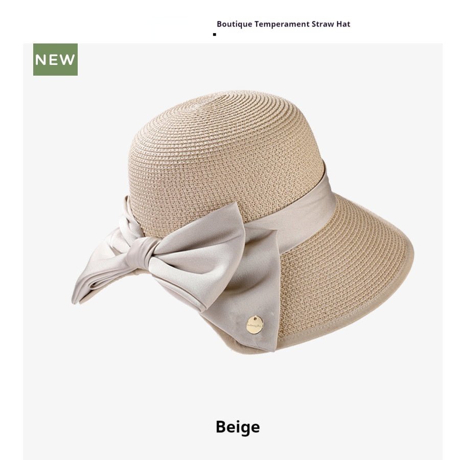 Chapeau de paille élégant pour l'été nouveau grand bord, protection solaire résistante au soleil Protection UV - Ivory Deals Market