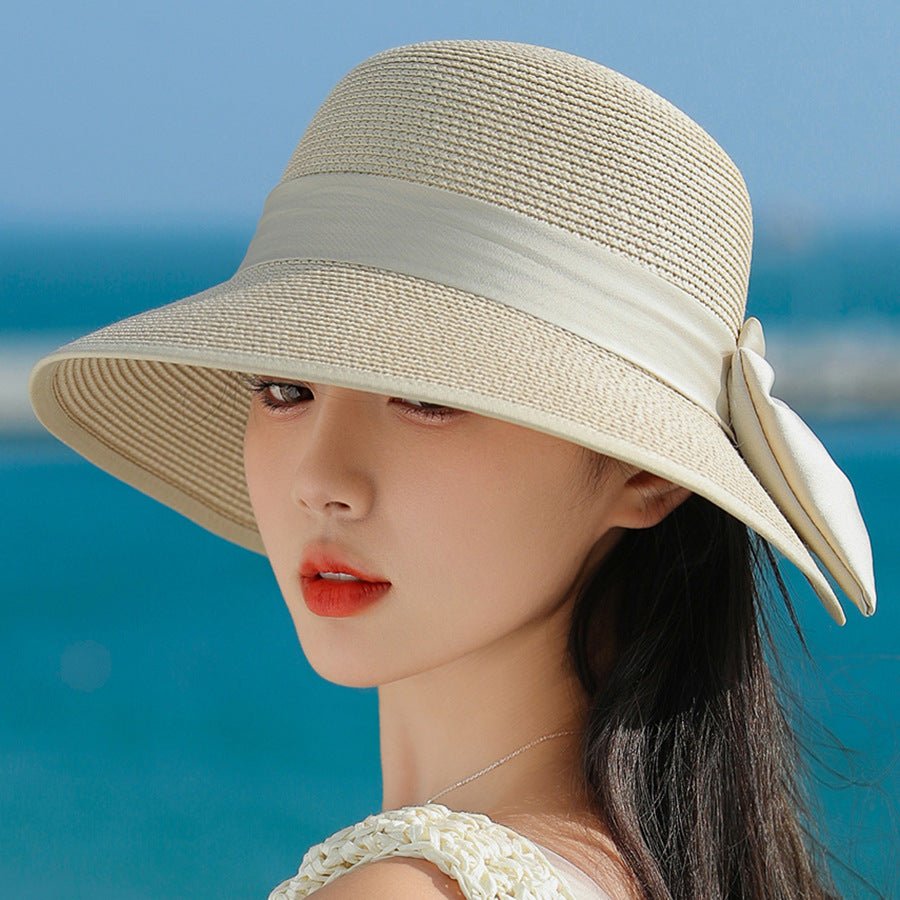 Chapeau de paille élégant pour l'été nouveau grand bord, protection solaire résistante au soleil Protection UV - Ivory Deals Market