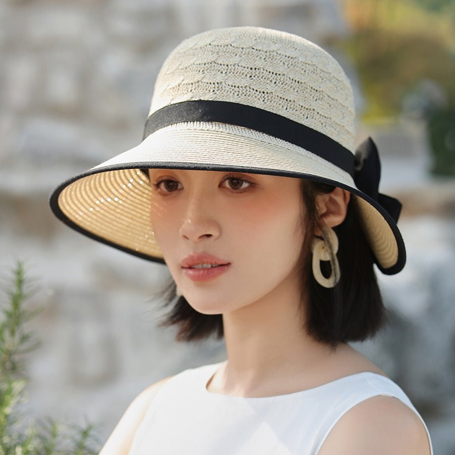 Chapeau de soleil japonais élégant nœud ruban - Ivory Deals Market